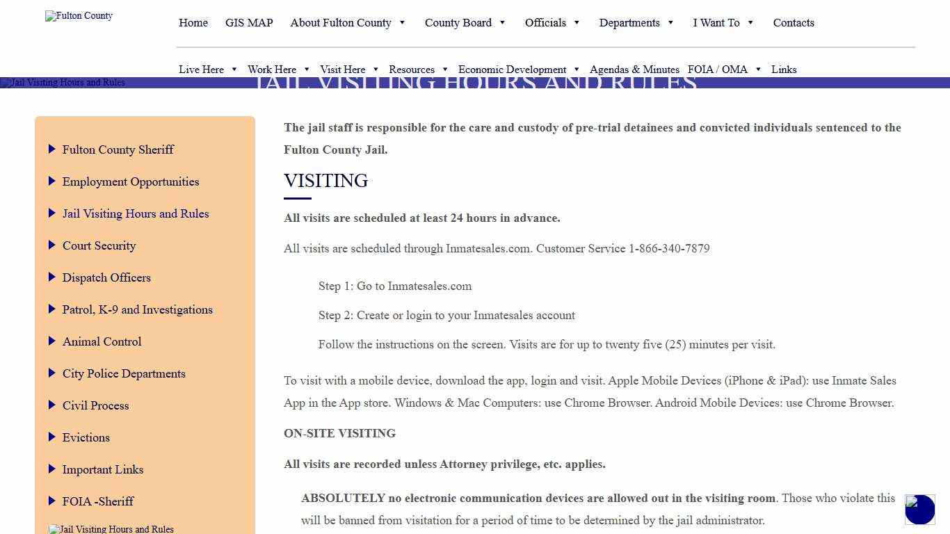 Jail Visiting Hours and Rules - Fulton County